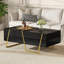 Table basse moderne et ultrabrillante rectangulaire pour le salon avec rangement et base dorée, 4 tiroirs, noir, 47,2 po