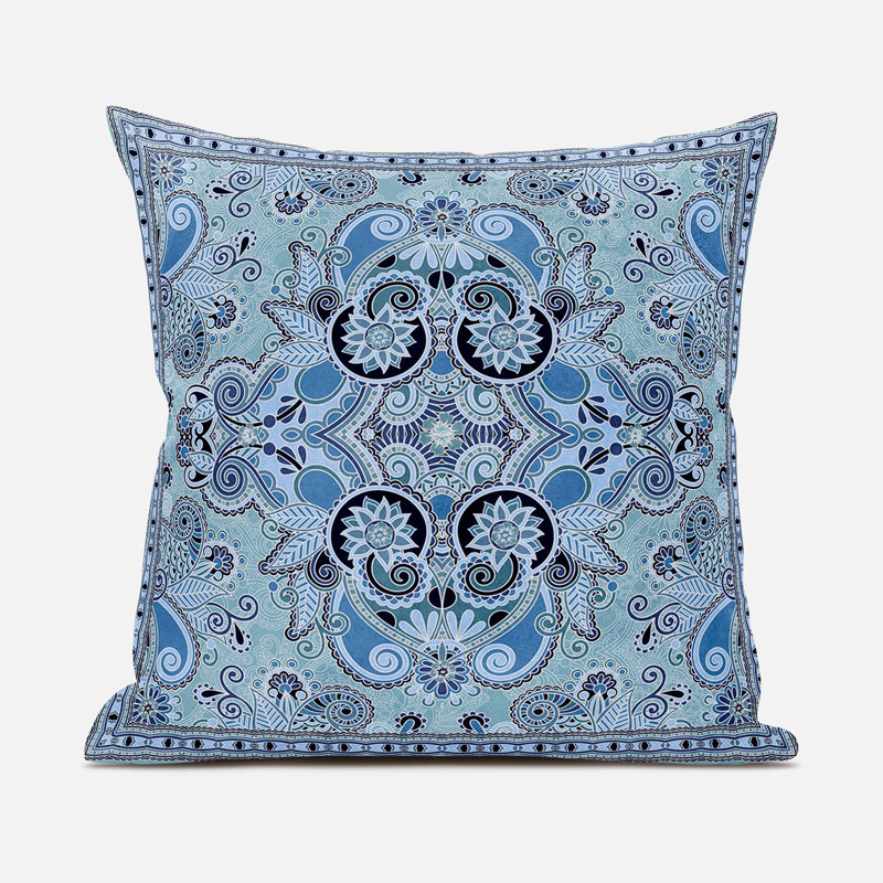 Polyester Throw Square Pillow Cover & Insert, 16" x 16", SkyBlue Gray