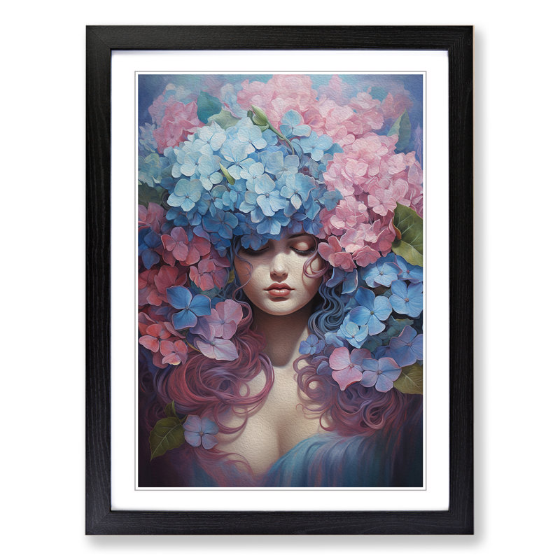 Hydrangea Symbolism - Framed Print, 46cm H x 34cm W x 2cm D, Black Framed