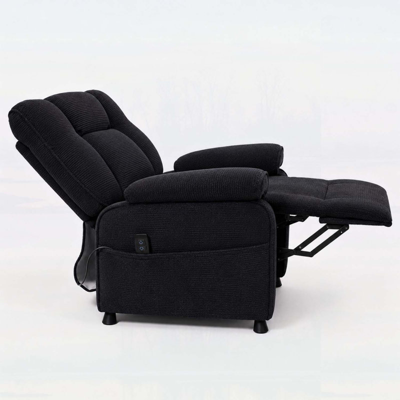 Fauteuil inclinable électrique avec inclinaison motorisée fluide, design ergonomique et rangement latéral pour un confort et une commodité ultimes.