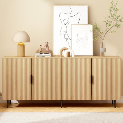 Maali 67" Fluted Modern TV Stand with Storage Cabinet, Mid Century Wood TV Media Console