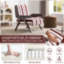Fauteuil en tissu à rayures rouges et blanches, monobloc, accoudoirs élargis, mousse haute densité, structure en bois massif, dossier ergonomique