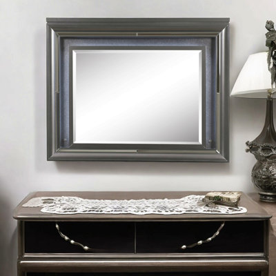 Miroir à finition gris métallique avec DEL