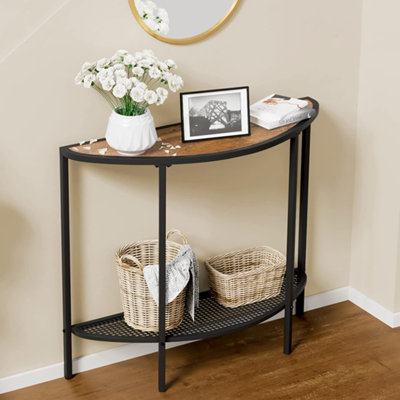 Console Table 2 Tier Narrow Entryway Table With Storage Half Moon Sofa Couch Table Mid Century Modern Small Entry Way Tables