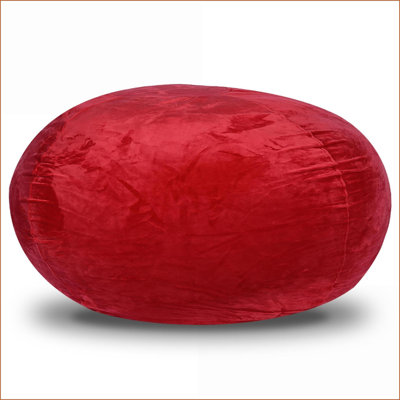 Fauteuil à billes en velours Minky de 3 pi pour enfants Adultes - Housse lavable | Rouge | Velours