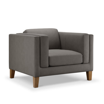 Arloine Top Grain Leather Armchair, Gray