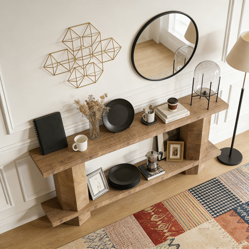 2-Tier Hallway Sofa Table Behind Couch