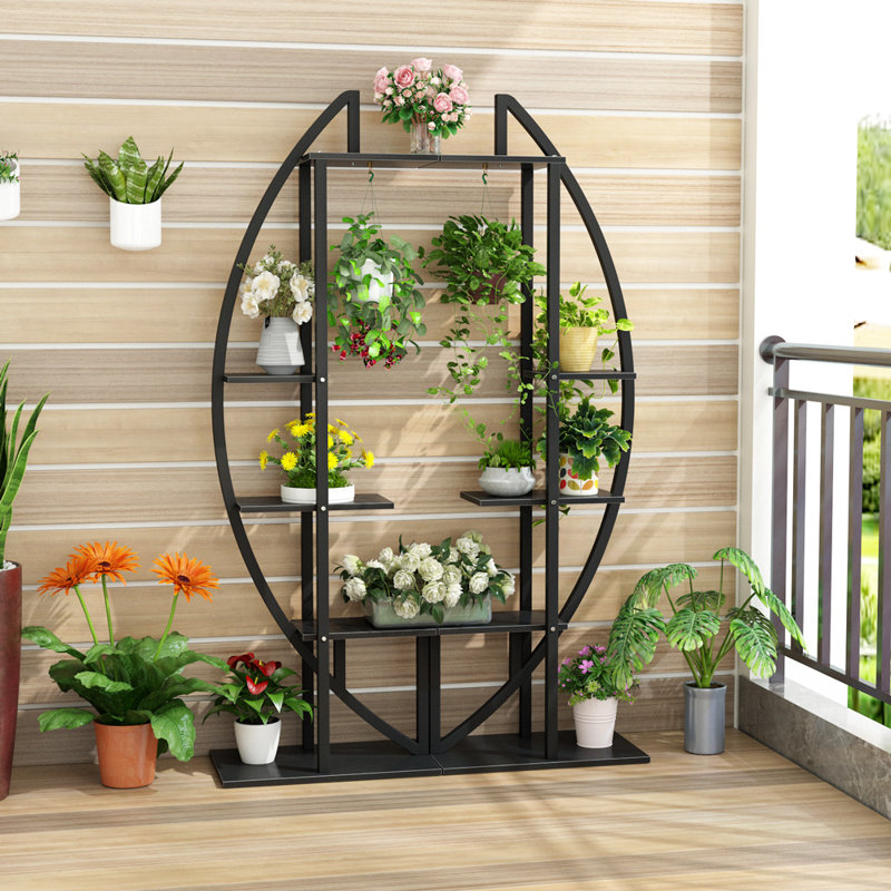 5-Tier Plant Stand Pack of 2, Multi-Purpose Curved Display Shelf Plant Stand Rack