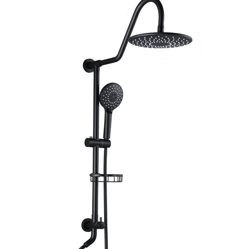 Douche noire matte avec pomme de pluie de 10 po et groupe de blocs de poche