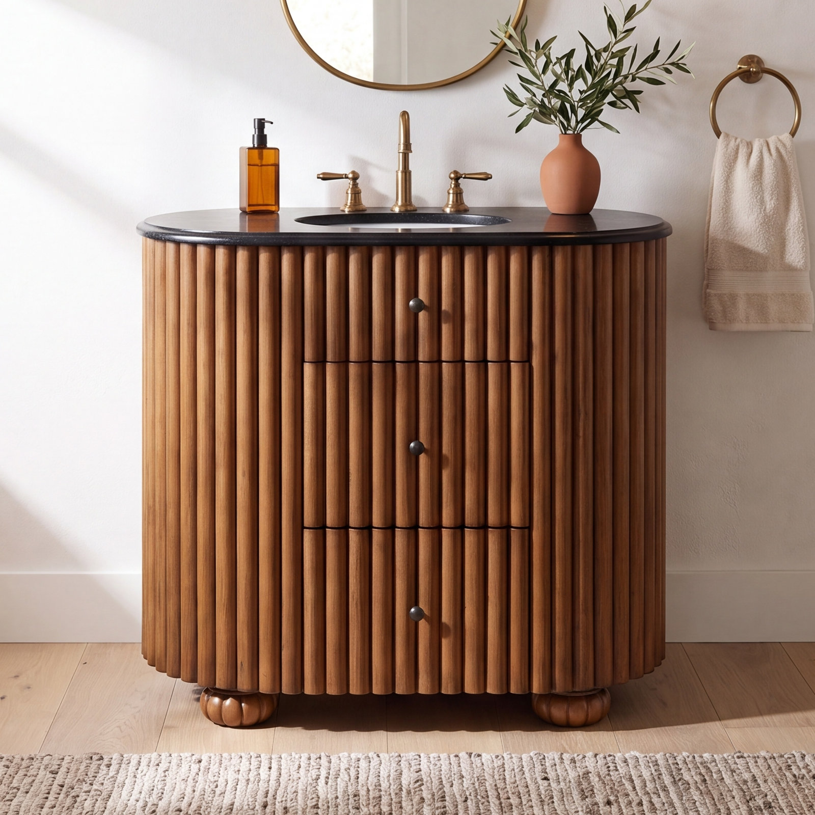 Carrara Marble Single Bathroom Vanity, 36"