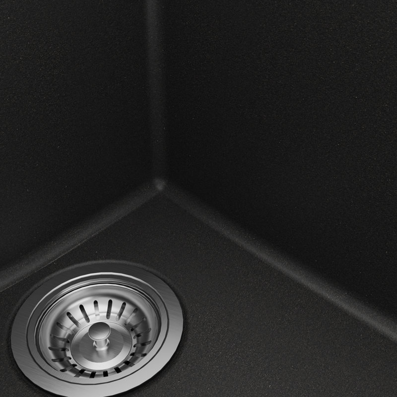 Ensemble d'évier de cuisine à double cuve 60/40 Karran Quartz 32 po x 21-1 / 4 po, Noir