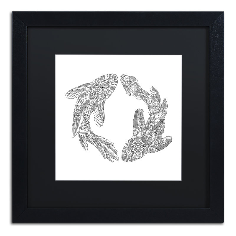 «Koi Fishes» par Chouquer, impression encadrée, Noir, H 16 po x l 16 po x P 0,5 po