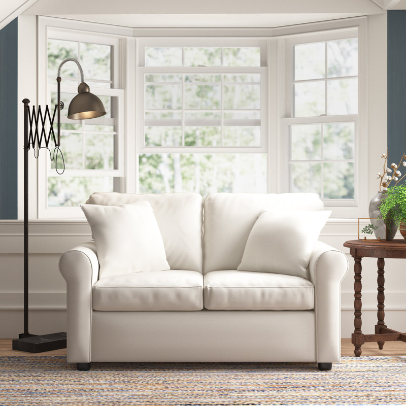 Causeuse rembourrée 60 po Warrington, Blanc sergé décoloré classique