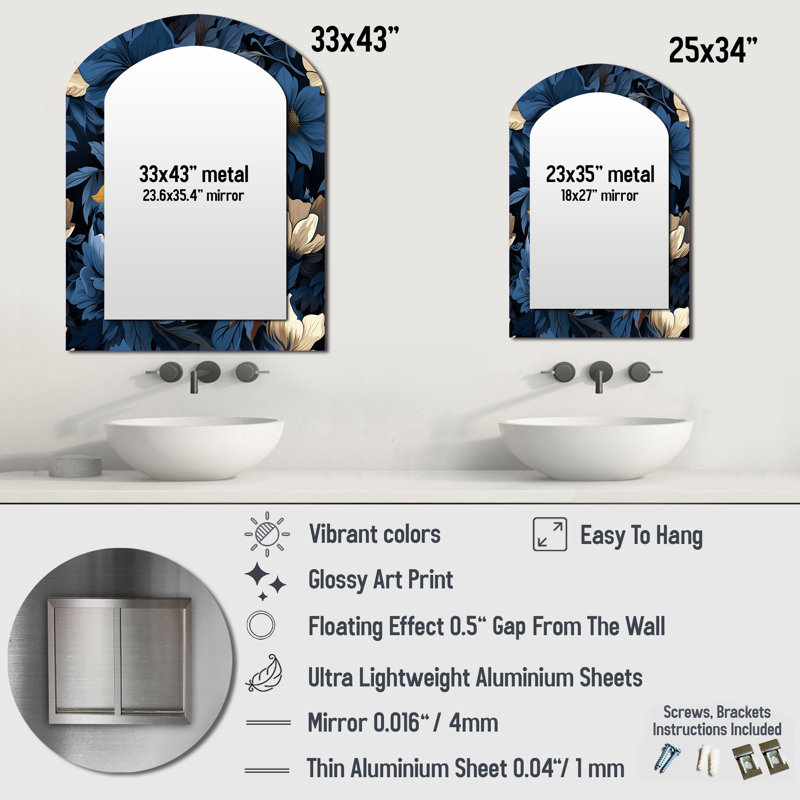 Olavo - Traditional Arch Wall Mirror, 34" x 25"