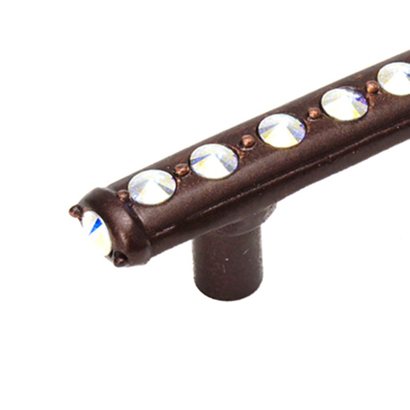 Caché 3 inches c.c. pull with center of Swarovski Aurore Boreale Crystals in Chalice, 4", Oil Rubbed Bronze