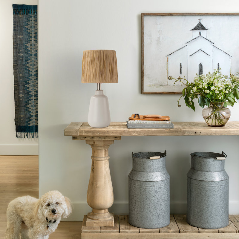18.5in. 1-light Farmhouse Ceramic Table Lamp With Shade For Bedroom,living Room,nightstand, Natural