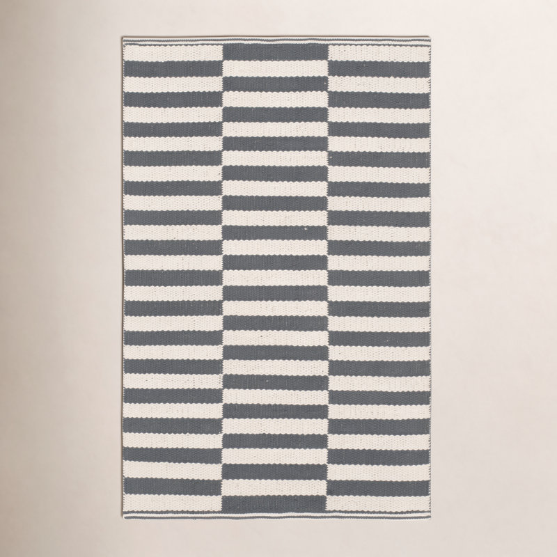 Tapis ivoire / gris en coton Ilona, Rectangle 2 pi 3 po x 5 pi