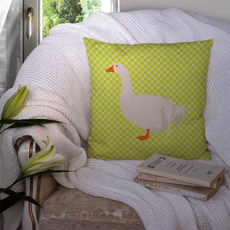Coussin décoratif d’extérieur carré oie, Vert, 14 po x 14 po