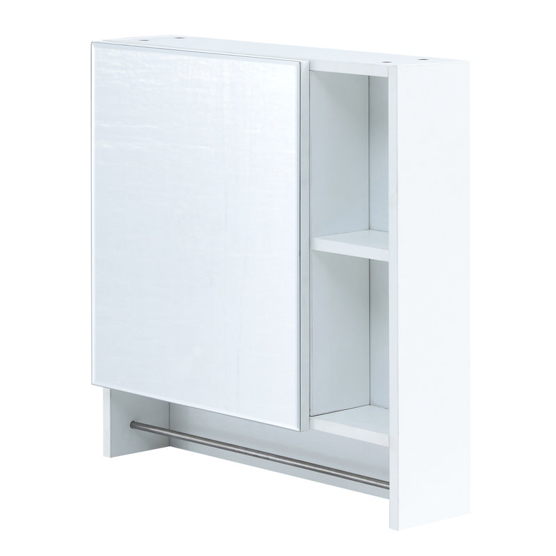 Miroir de salle de bain mural - Armoire de rangement avec porte-serviettes blanc