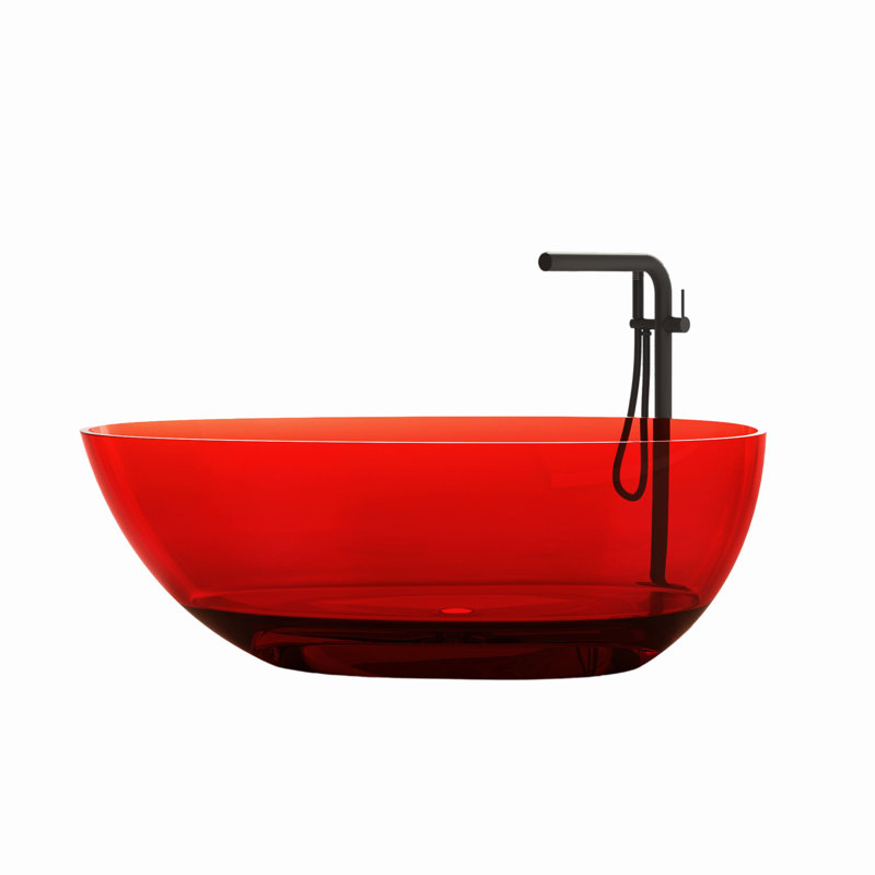 Baignoire autoportante en résine de 59 po. X 31 po., Résine pure rouge