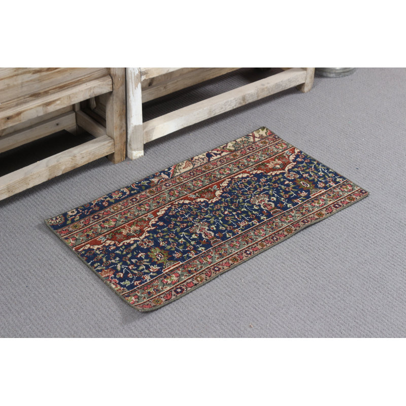 Vintage Art Turkish Rug Handwoven Wool For Entryway In Bohemian Decor Small Ethnic Carpet Wool Mat Ideal For Adding Artistic Touch To Your Home Decor