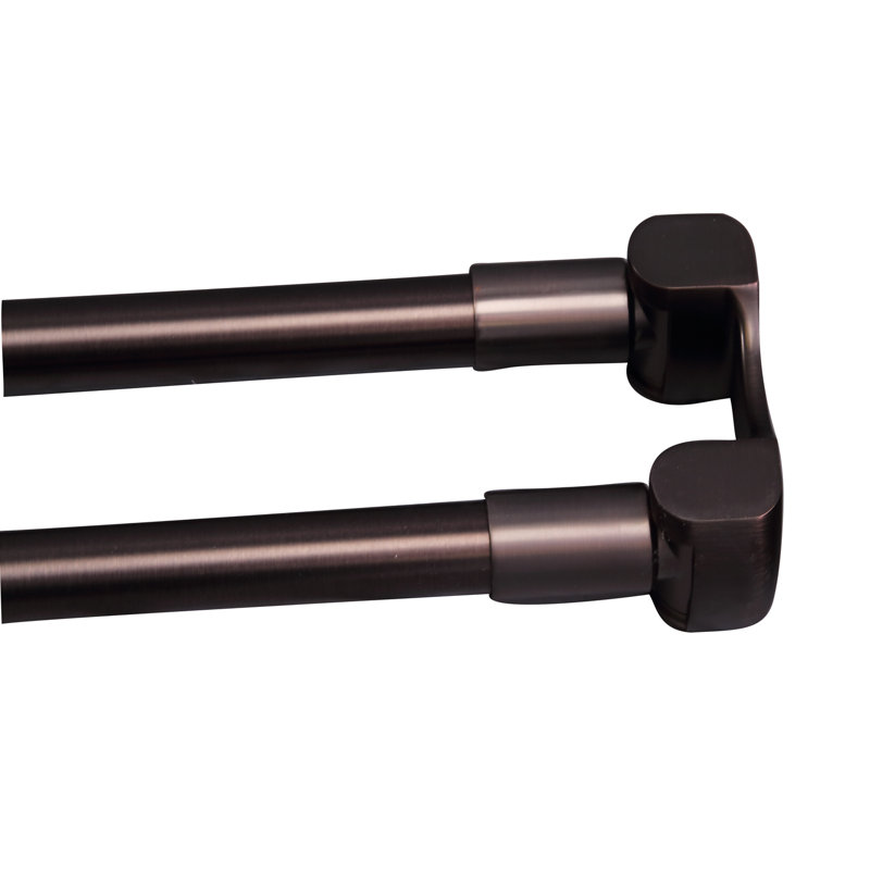 Double tringle à rideau de douche droite réglable double L 48 po, Bronze huilé