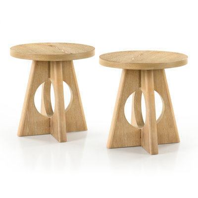 Blitar Pedestal End Table With Cutout And Cross Shape