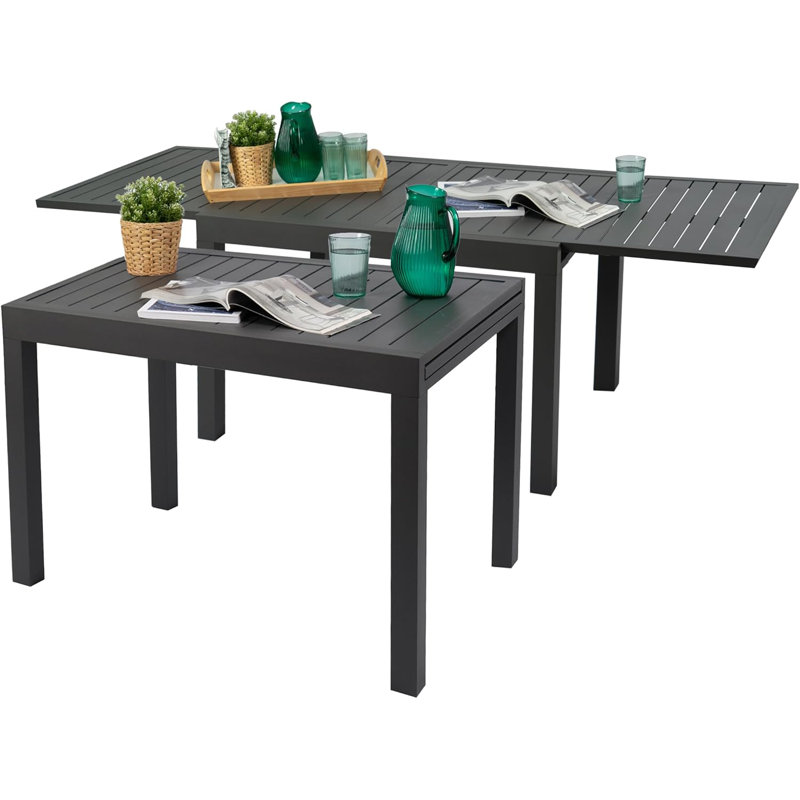 Kozyard Expandable Outdoor Patio Dining Table, 43"–86.6" Adjustable Length, All-Aluminum Frame, Weather & Rust Resistant, for Backyard, Porch, Balcony, Garden, Gray