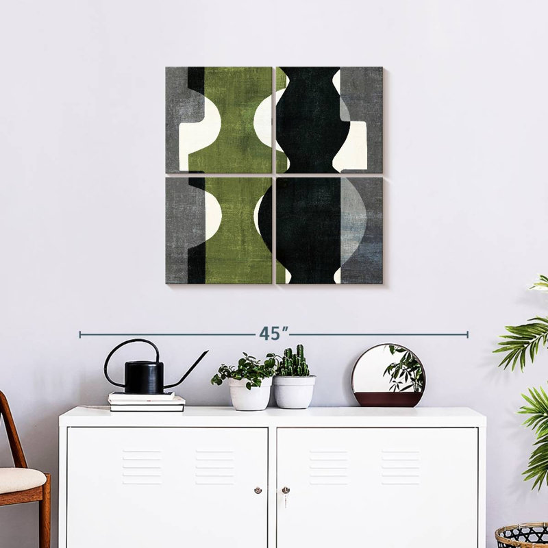 Déco géométrique Avery avec vert, H 26 po x l 26 po