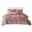 Lit double / grand lit en velours rosé, avec housse de couette et coussin décoratif luxueux, double / grand, avec tissu confortable-117583454-117583455