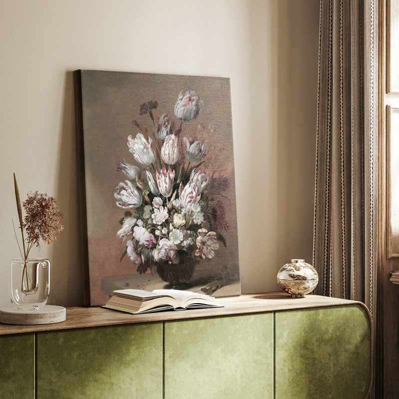 Imprimé floral rétro CI - galerie Cavas, H 18 po x l 12 po