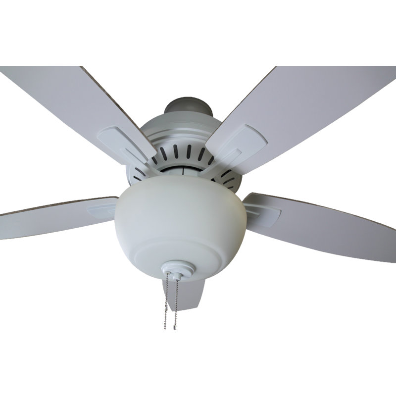 Ventilateur de plafond en nickel brossé 52 pouces avec ensemble d'éclairage DEL Fusion, Blanc, Blanc