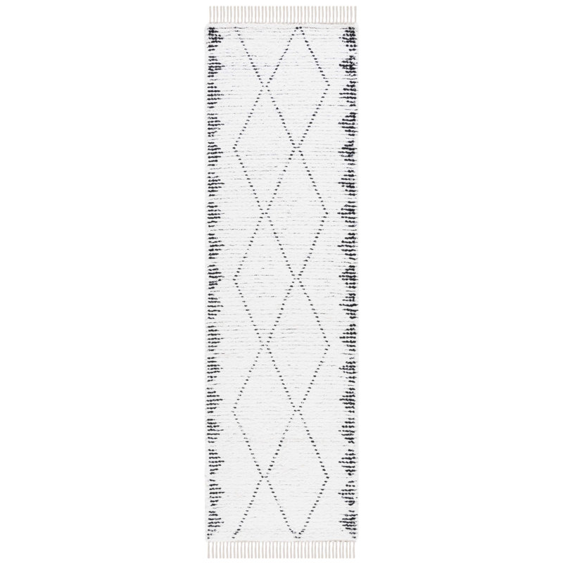 Tapis ivoire / noir Anaid, Tapis de couloir 2 pi 3 po x 8 pi