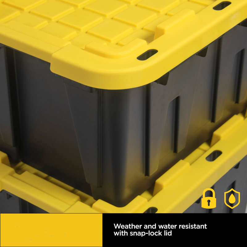 27-Gallon Black and Yellow Stackable Plastic Storage Containers with Lids