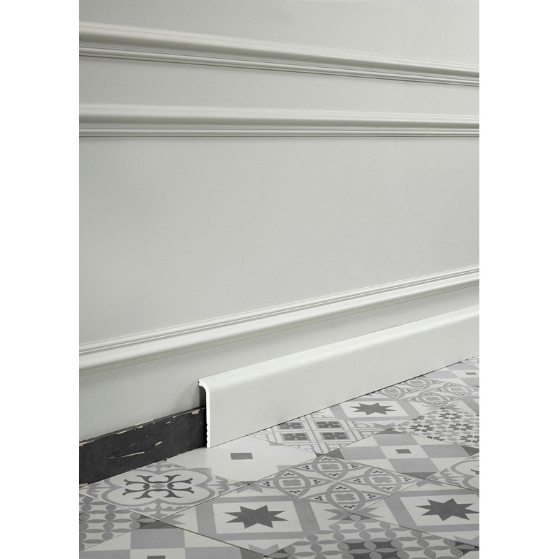 Base en plastique blanche de 1 po d'épaisseur x 4,75 po de largeur x 78,75 po de longueur