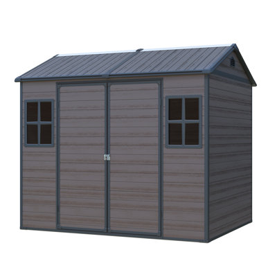 8 X 6 Ft Resin Outdoor Storage Shed Waterproof Shed With Floor & Two Windows & Lockable Door, Tool Shed For Garden, Patio, Backyard (Brown) (W540S00050)