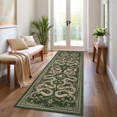 Snakes Machine Washable Area Rug Non Slip Wild Life Serpent Print Rug Low Pile Aesthetics Carpet for Living Room Bedroom Office