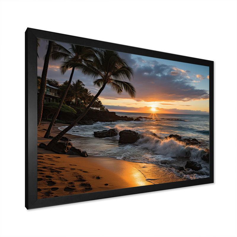 «Aloha Tropical Dreamscape I - Maui», art mural, H 34 po x l 44 po x P 1,5 po, Cadre photo noir