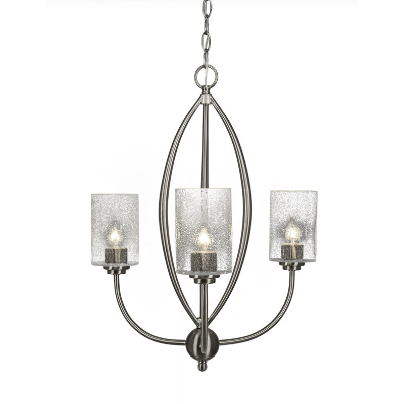 Lustre classique à 3 lumières Albreda, Nickel brossé, Bulle transparente