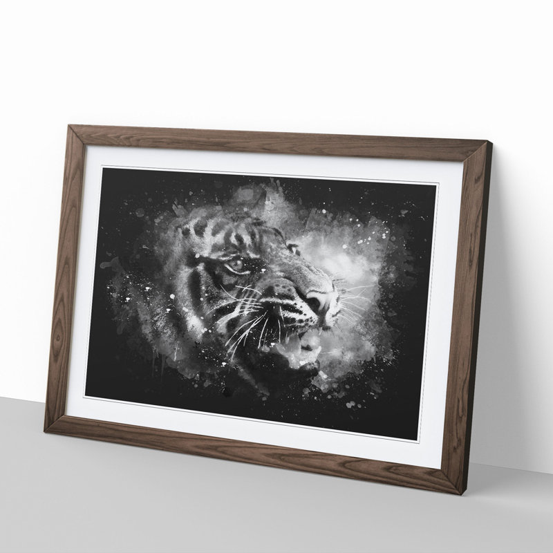 Tiger Vol.4 Paint Splash - Picture Frame Graphic Art, Walnut, 27cm H x 36cm W x 2cm D
