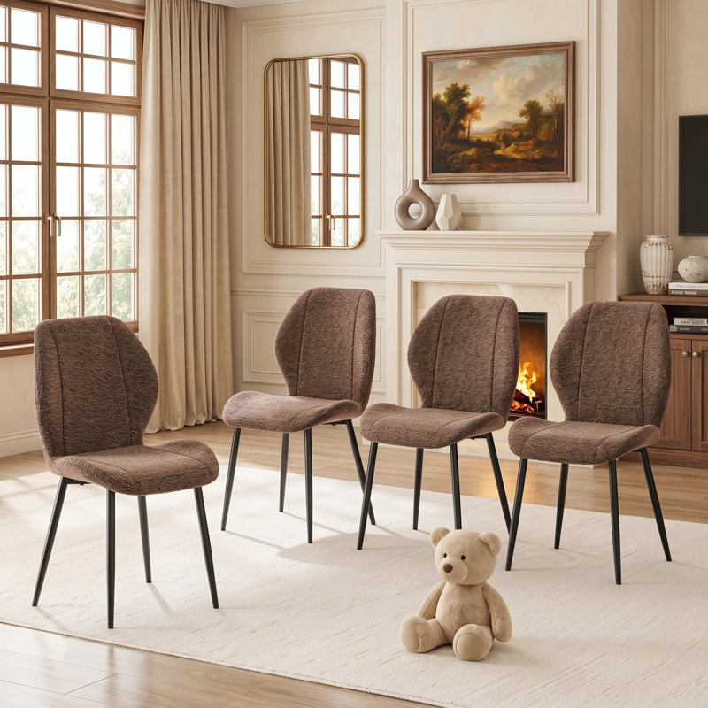 Ensemble de 4 chaises de salle à manger rembourrées Modern, Brown, Brun