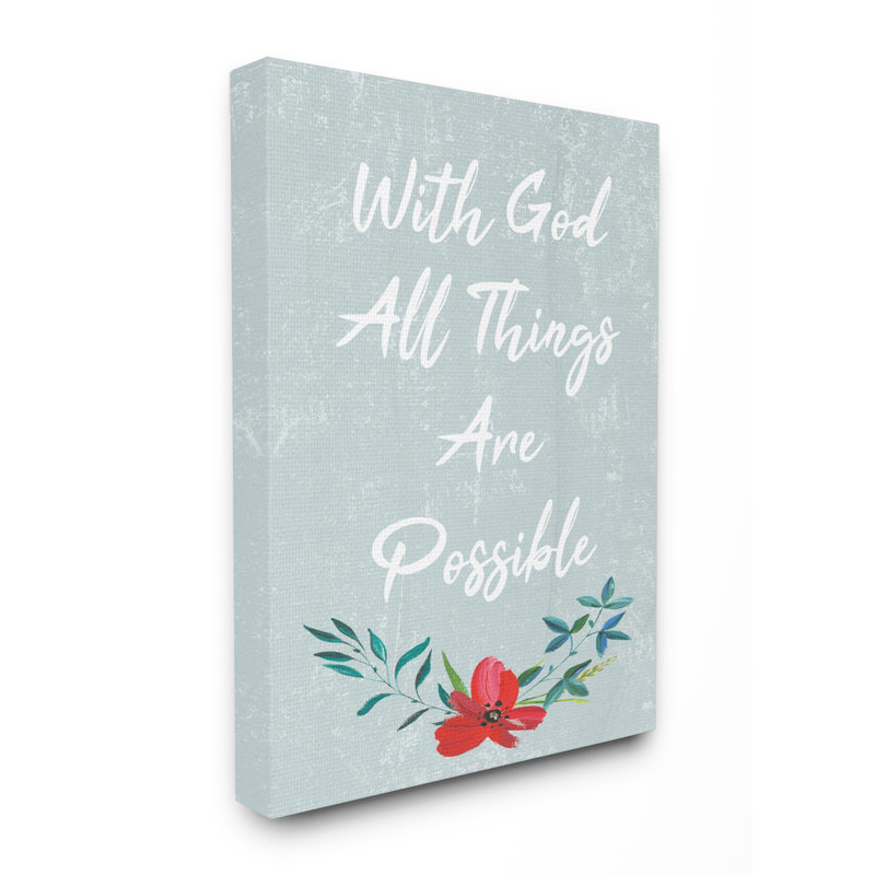 «With God, All Things Are possible Flower» par Daphne Polselli, reproduction d'art graphique sur bois, Toile