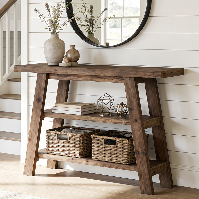 47.24cm Solid Wood Console Table, Dark Brown