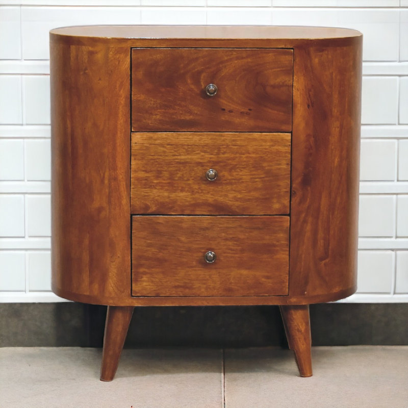 30cm Wide 3 -Drawer Solid Wood File Cabinet