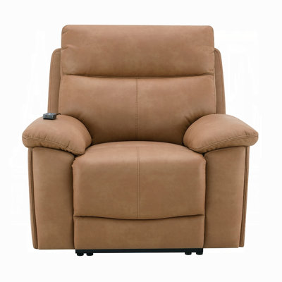 Kima Oversize Power Glider Recliner, Plush Wide Tufted Brown Faux Leather
