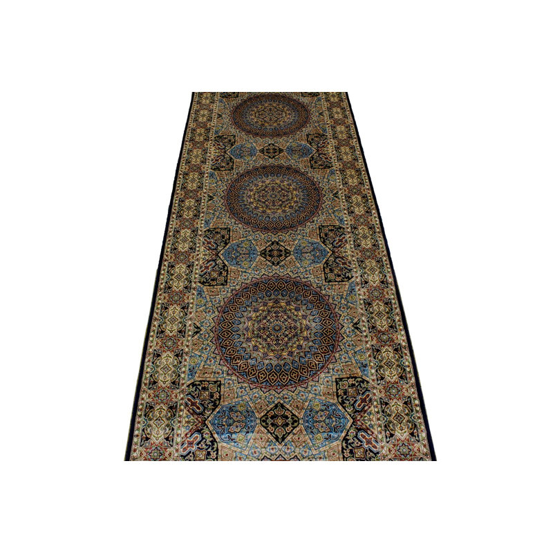 3x12 Blue and Gold Turkish Runner