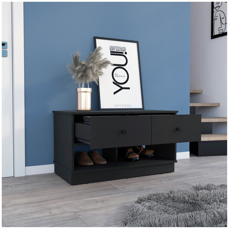 Banc de rangement Willamette, Noir