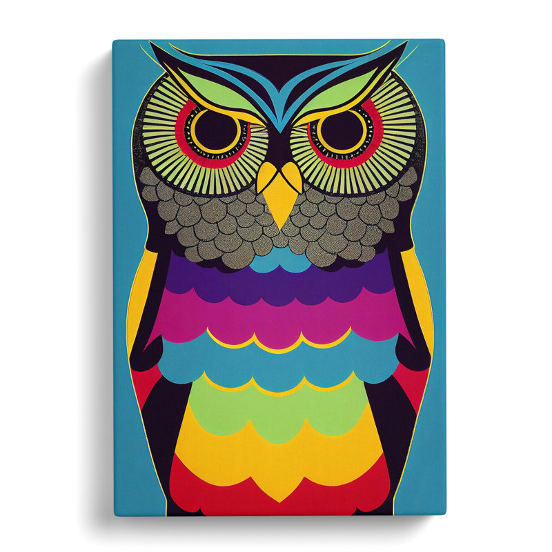 XC1022-1618X Colourful Owl Art No.1 Abstract - Wrapped Canvas Print, 76cm H x 50cm W x 3cm D