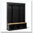 Elegant APP Controlled LED Light Hall Tree with 9 Hooks, Roman Column Design Natural Storage Bench with 3 Large Cabinets-1754767942