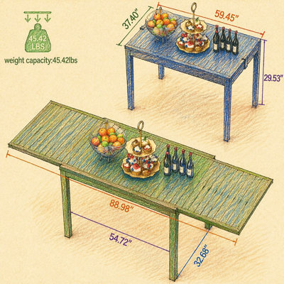 Table de salle à manger extensible pour patio, table d'extérieur en aluminium et métal